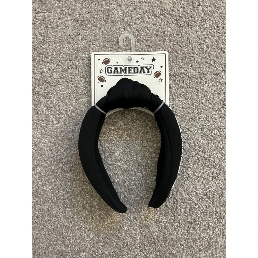 Fantasia Gameday Headband Womens OS Black NEW Beaded Top Knot Football Accessory